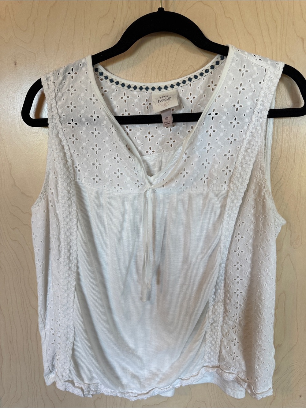 Knox Rose White Eyelet Tie-Front Sleeveless Top